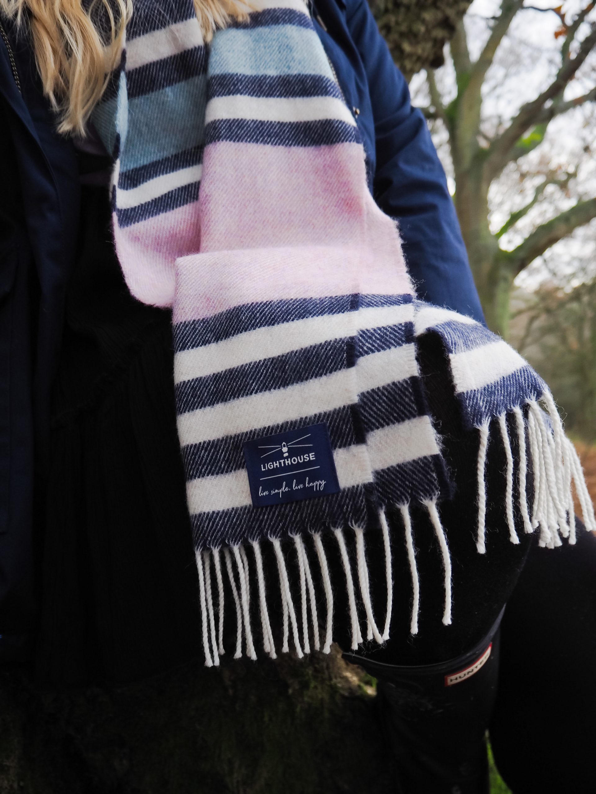 Little Blonde Blog x in Ashridge Forest in Merino Scarf