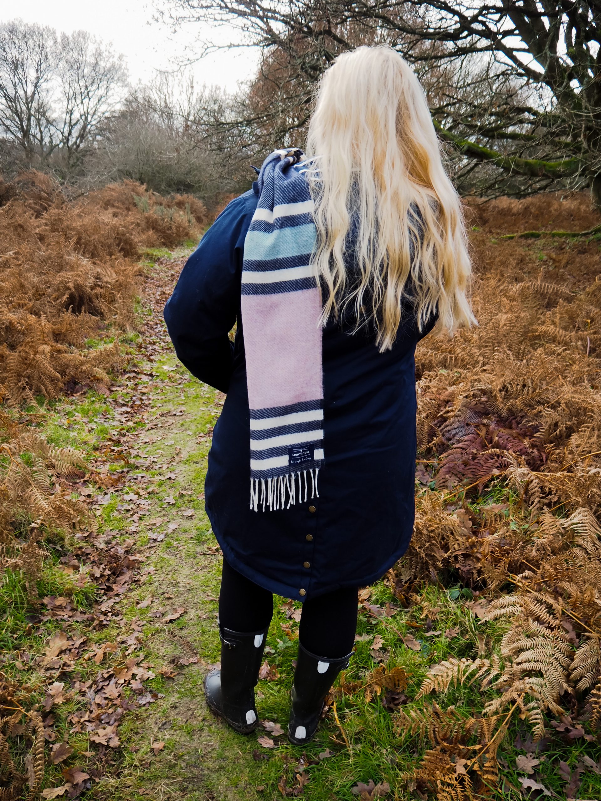 Little Blonde Blog x in Ashridge Forest in Lighthouse clothing